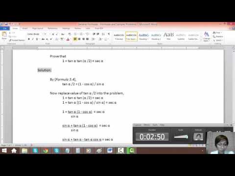 Half Angle Sample Problem