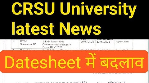 CRSU university big update ll UG datesheet change
