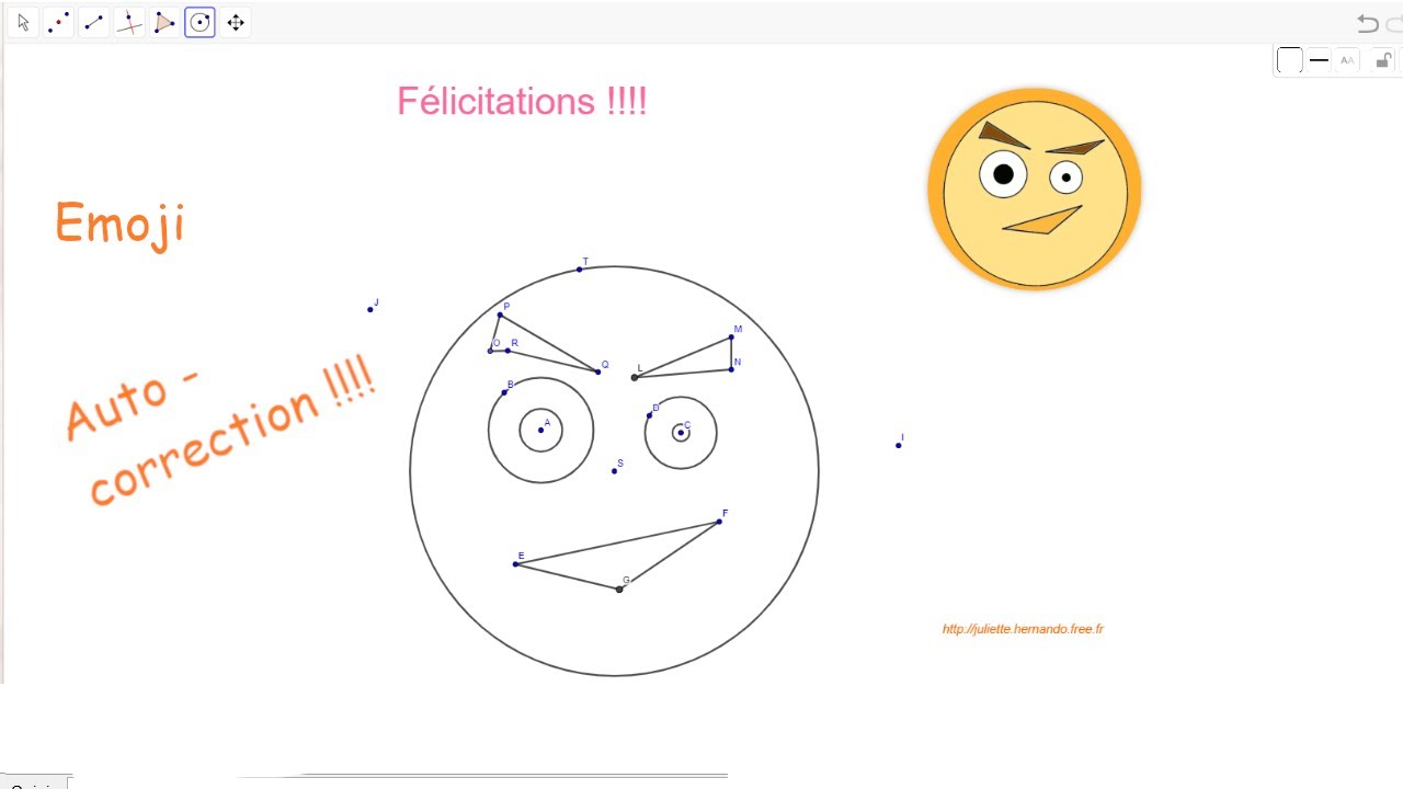 Emoji version avec auto correction dans Geogebra