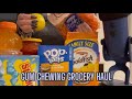 Asmr gum chewing huge grocery haul  whispered long nail tapping