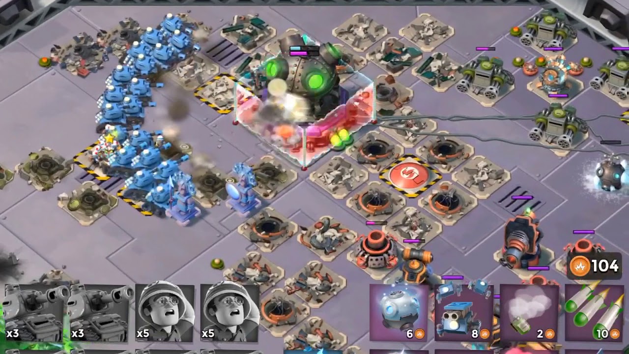 Boom Beach Mega Crab Attack 56 (Clear=Free Attack) (Cryo Crab=Cryo Bomb Freezer) (Reverse