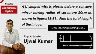 A U-shaped wire is placed before a concave mirror having radius of curvature 20cm as shown in figure