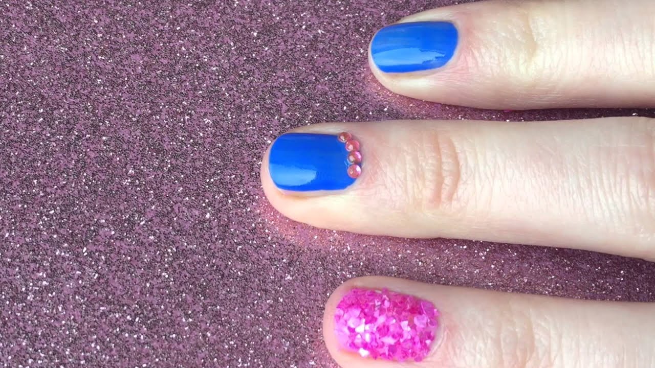Blue and Pink Valentine's Day Nails - wide 2