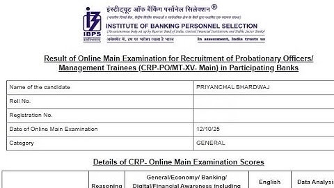 My IBPS PO Mains Score Card. Was it sad before or now 😭 #banking #ibps #ibpspo