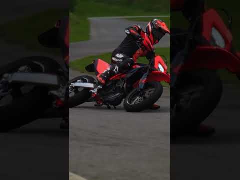Chucking it down through the gears on the KTM 690 SMC R