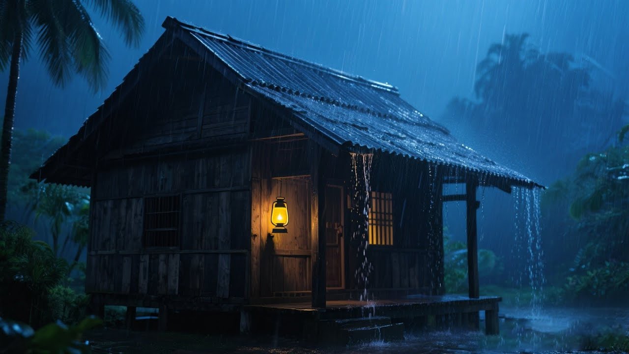 Peaceful Night Rain at Forest Cabin 🌙 Deep Sleep Rain Sounds for Relaxation and Calm Mind