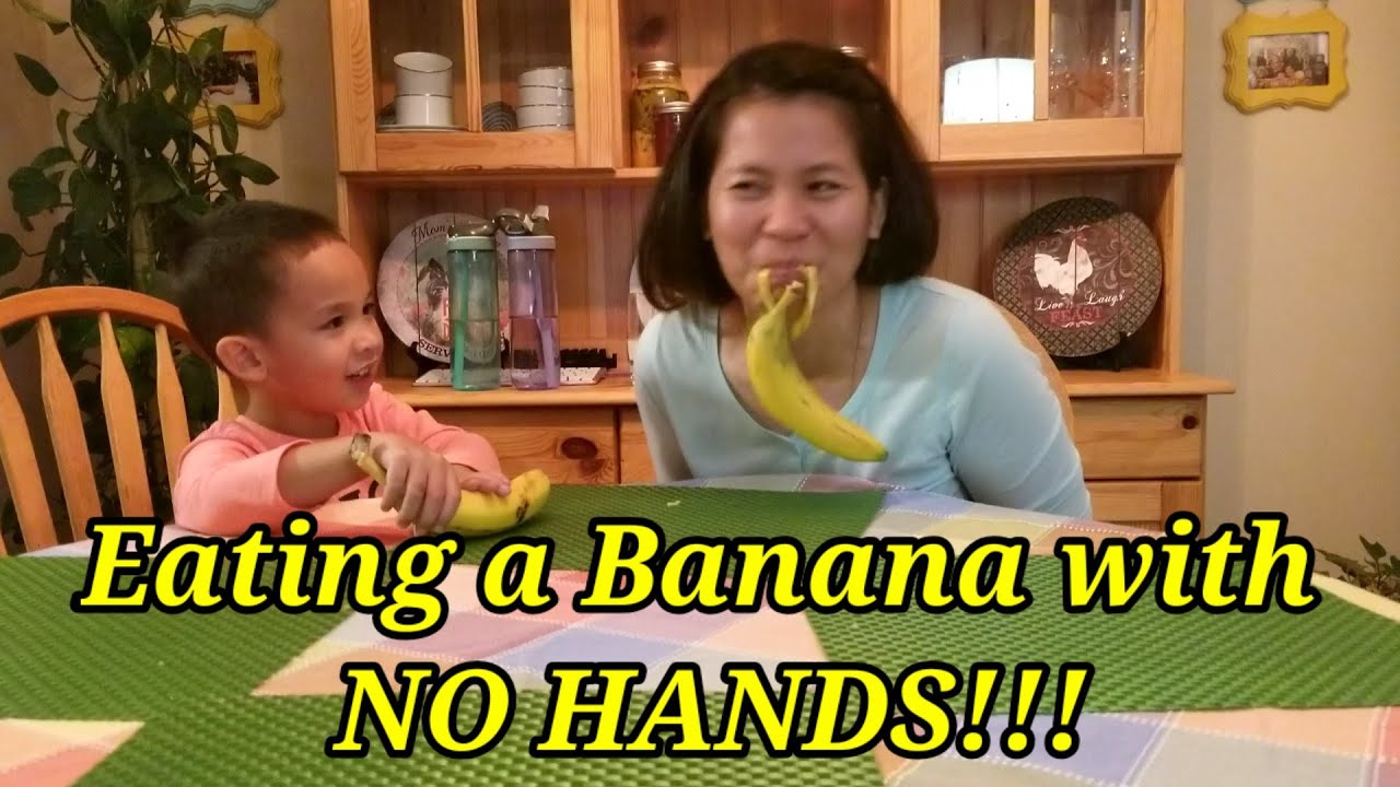 Eating Banana Challenge with NO HANDS! YouTube