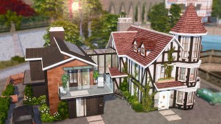 Connected Tudor & Modern Family Homes | (no cc) The Sims 4 Speed Build