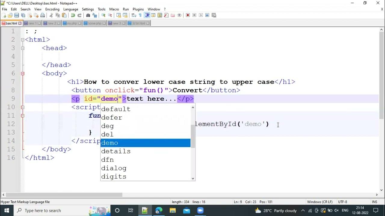 How to convert string to upper case using javascript - YouTube