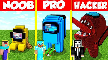 Minecraft NOOB vs PRO vs HACKER: AMONG US HOUSE BUILD CHALLENGE in Minecraft / Animation #minecraft