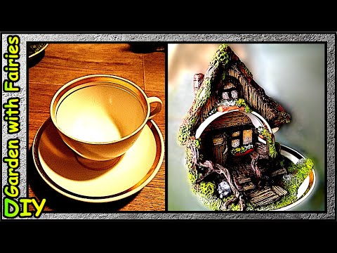 DIY Сказочный домик из старой чайной чашки.