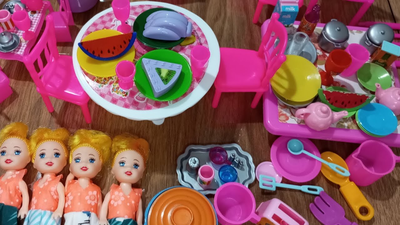 10 Minutes Satisfying with Unboxing Barbie Doll Pink Kitchen Play set | Toys Review | ASMR 