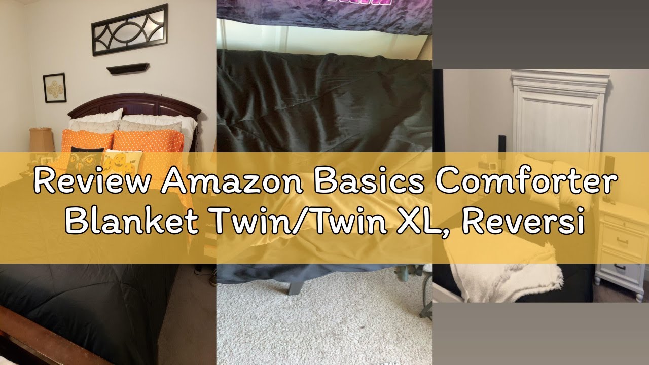 Review Amazon Basics Comforter Blanket Twin/Twin XL, Reversible Lightweight Microfiber All Season Bl