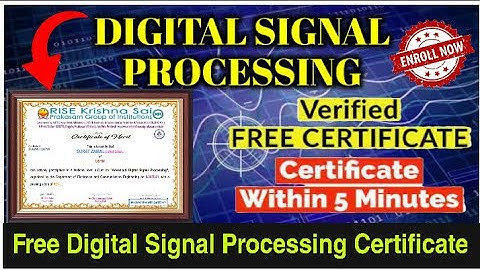 Free Certification Course on Advanced Digital Signal Processing I Free Online Verified Certificate