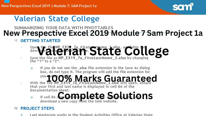 NP_EX19_7A || VALERIAN STATE COLLEGE || Excel Module 7 SAM Project 1a || Complete Solutions | Part-1