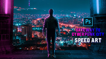 How I created Gateways to cyberpunk city using Photoshop | Speed Art