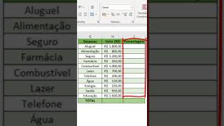 Porcentagem básica no Excel