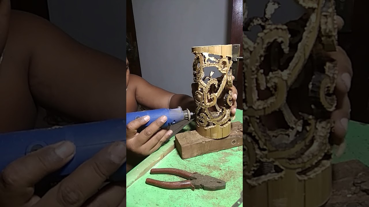 Lampu Hias Ukir Bambu Motif Batik Youtube