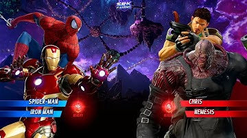 Marvel VS Capcom Infinite (Hardest AI) - Spiderman & Iron Man VS Nemesis & Chris