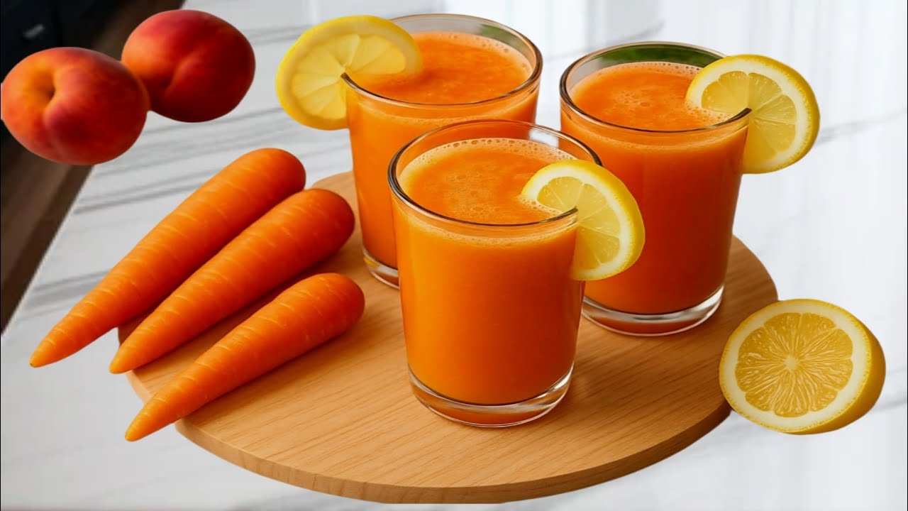 عصير الجزر والخوخ والليمون منعش وصحي بمذاق لا يقاوم/ السر في المكون الأخير