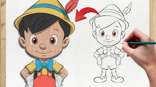 How to Draw Pinocchio 🪵 | Disney Easy Step-by-Step Drawing Tutorial