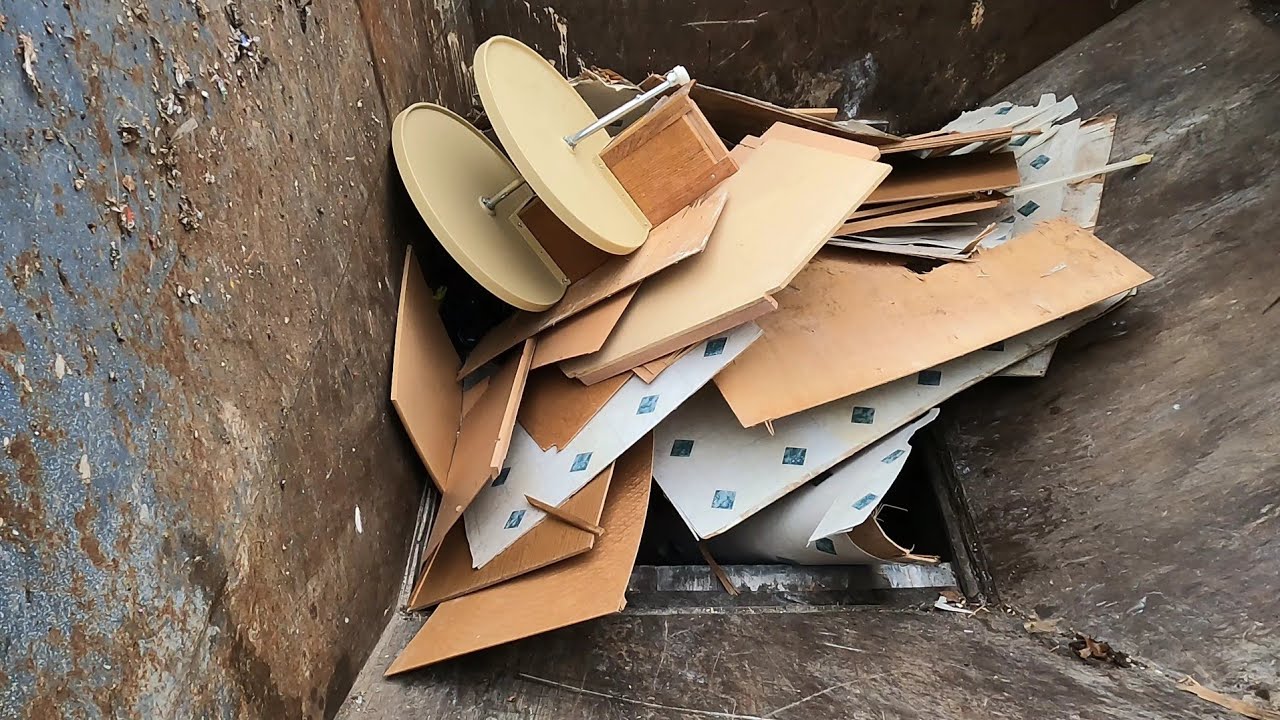 Cabinets & Furniture Get CRUSHED! Massive Garbage Compactor ASMR