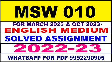 msw 10 solved assignment 2022-23 in english | msw 10 solved assignment 2022-23 | msw 10 2023