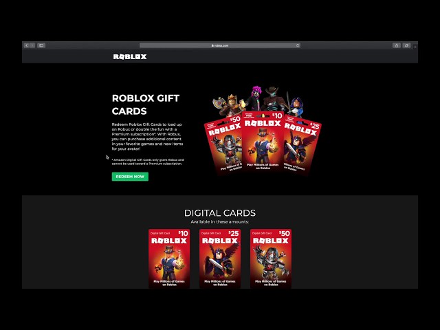 game card redemption page in roblox