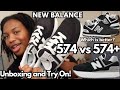 new balance 574+ (stacked) unboxing and try on