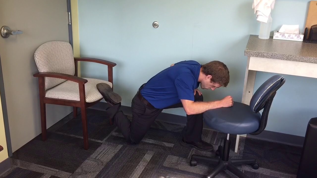 Kneeling foot on chair quad stretch YouTube