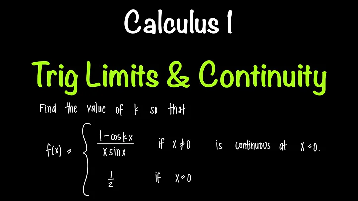Trig Limit & Continuity Problem: Find k so that f(x) is continuous at 0 | Math with Professor V