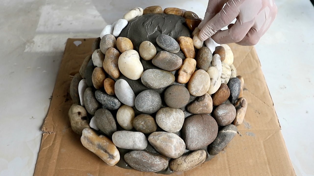 DIY stone flower pots easy at home, Project craft with pebbles