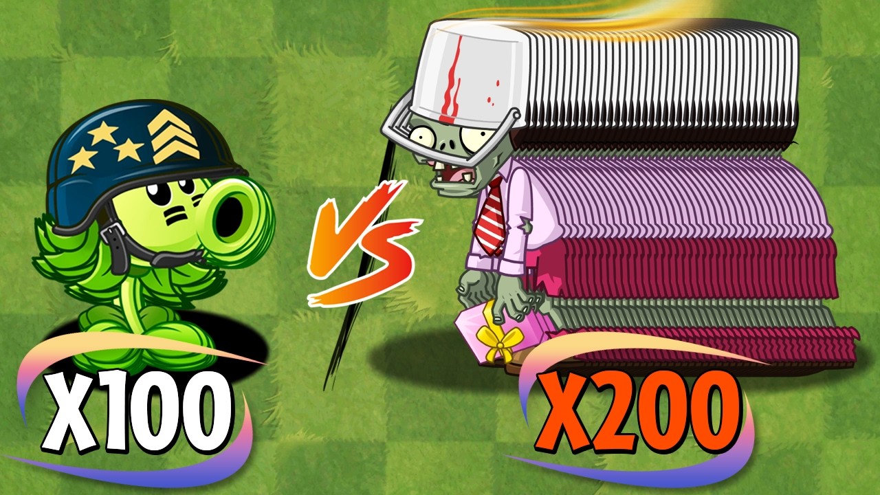 100 Plants Max Level Vs 200 Zombies Level 6 - Who Will Win? - PVZ 2 Challenge