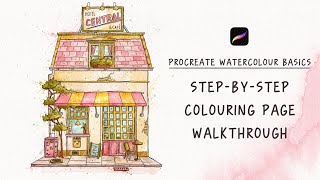 Watercolor Coloring Techniques in Procreate: Step-by-Step Coloring Page 