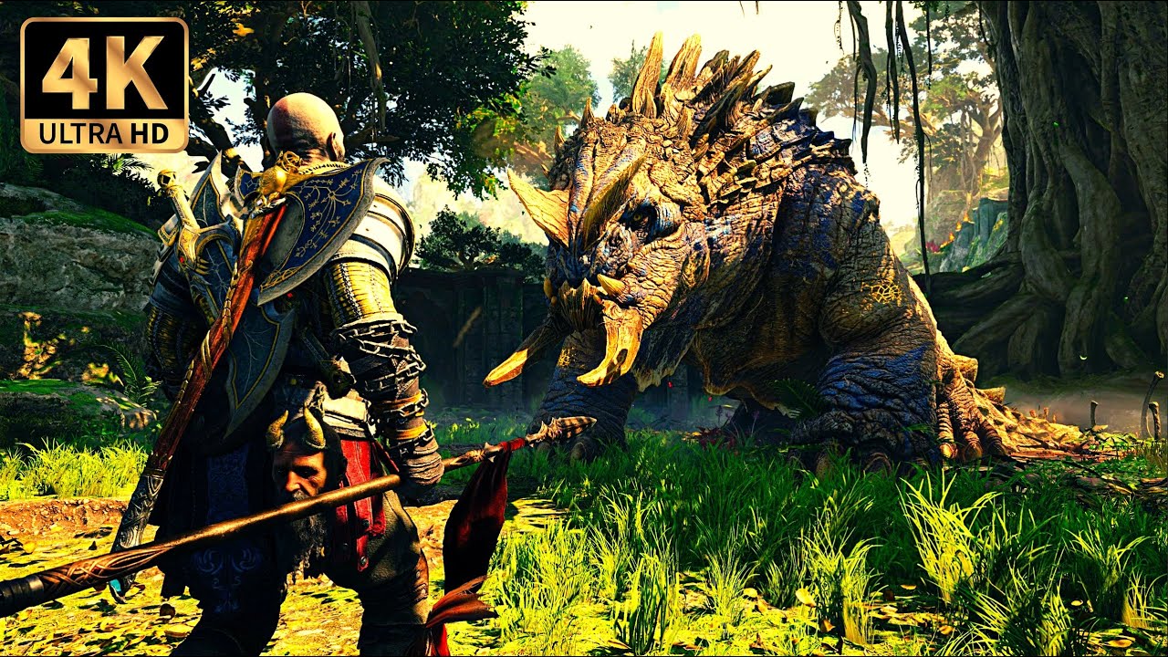 How to lure the drake in "The Jungle" "Slag Horn" boss fight God of War Ragnarök PS5 4K