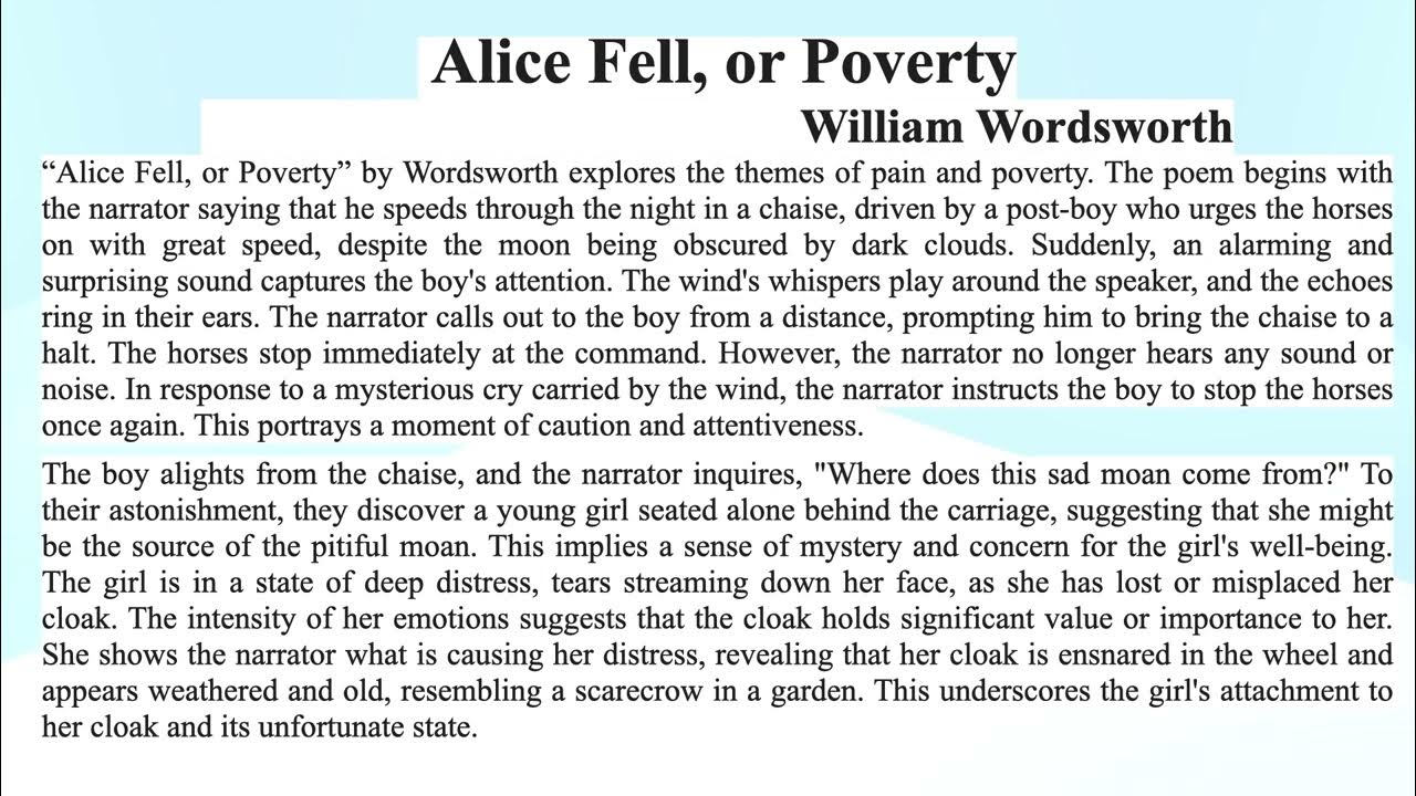 alice fell or poverty essay in english