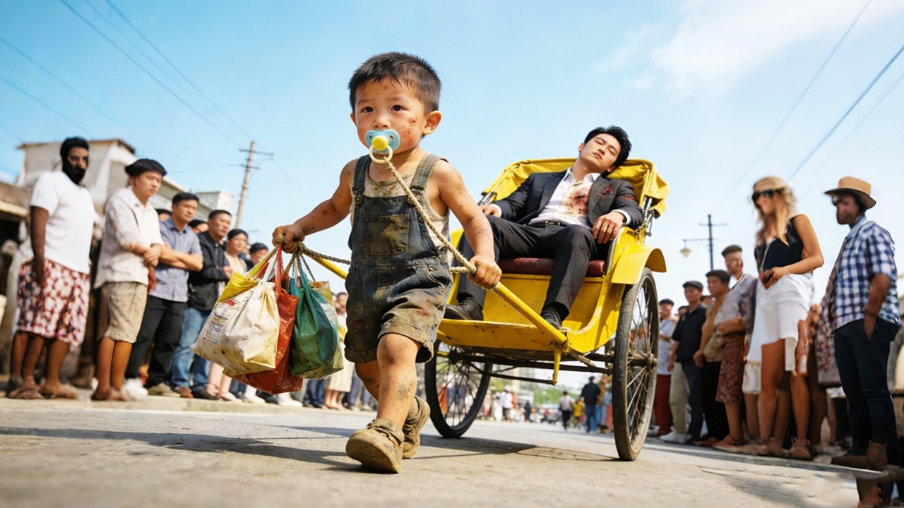 5歲小乞丐推著植物人爸爸討飯吃，殊不知他是京城首富全城搜索的唯一繼承人，人生逆轉！#短劇 #逆襲 #萌娃 #親情