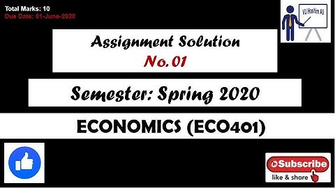 ECO401 Assignment 1 Solution 2020 | Spring 2020  | VU Hashim Ali |