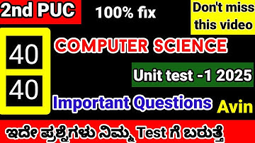 2nd puc computer science important questions for unit test 1 2025 with answers