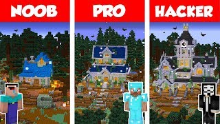 🎃Minecraft Noob Vs Pro Vs Hacker: Haunted House Build Challenge In Minecraft / Animation