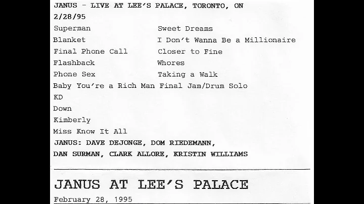 Janus - Lees Palace, Toronto, ON, February 28, 1995