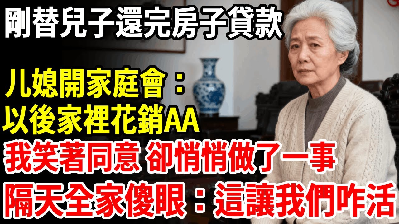 剛替兒子還完房子貸款，儿媳開家庭會：以後家裡花銷AA，我笑著同意，卻悄悄做了一事，隔天他們全傻眼：你不能這麼做 #老人社 #長壽秘密#故事#養老