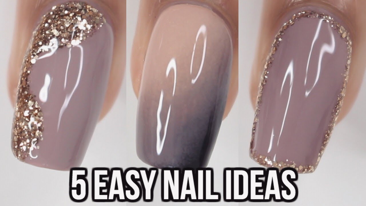 5 EASY Nail Ideas! Fall Nail Art - YouTube