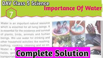 Importance Of Water Question Answer | Dav Class 5 Science Chapter 7 |