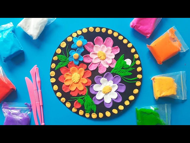Красивая аппликация. Цветы из легкого пластилина на картоне - YouTube