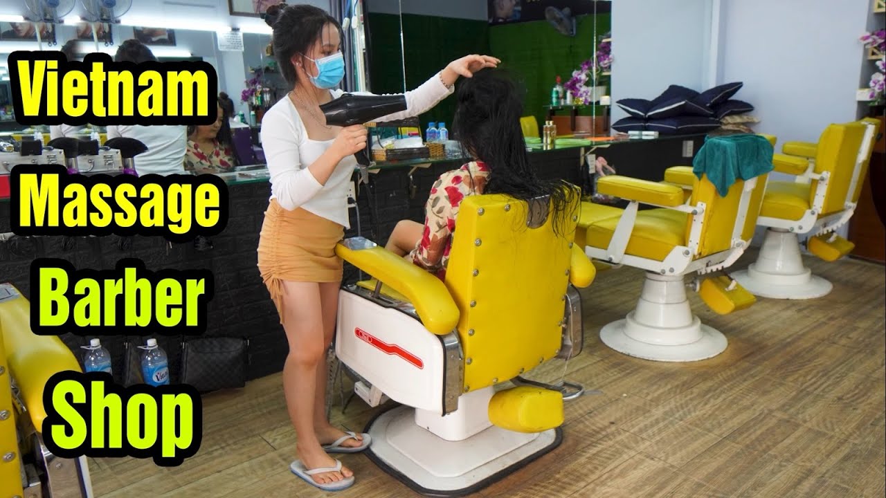 Vietnam Massage Street Barber Shop ASMR Face Massage , Wash Hair 2021 with Hot Girl | Street Food And Travel