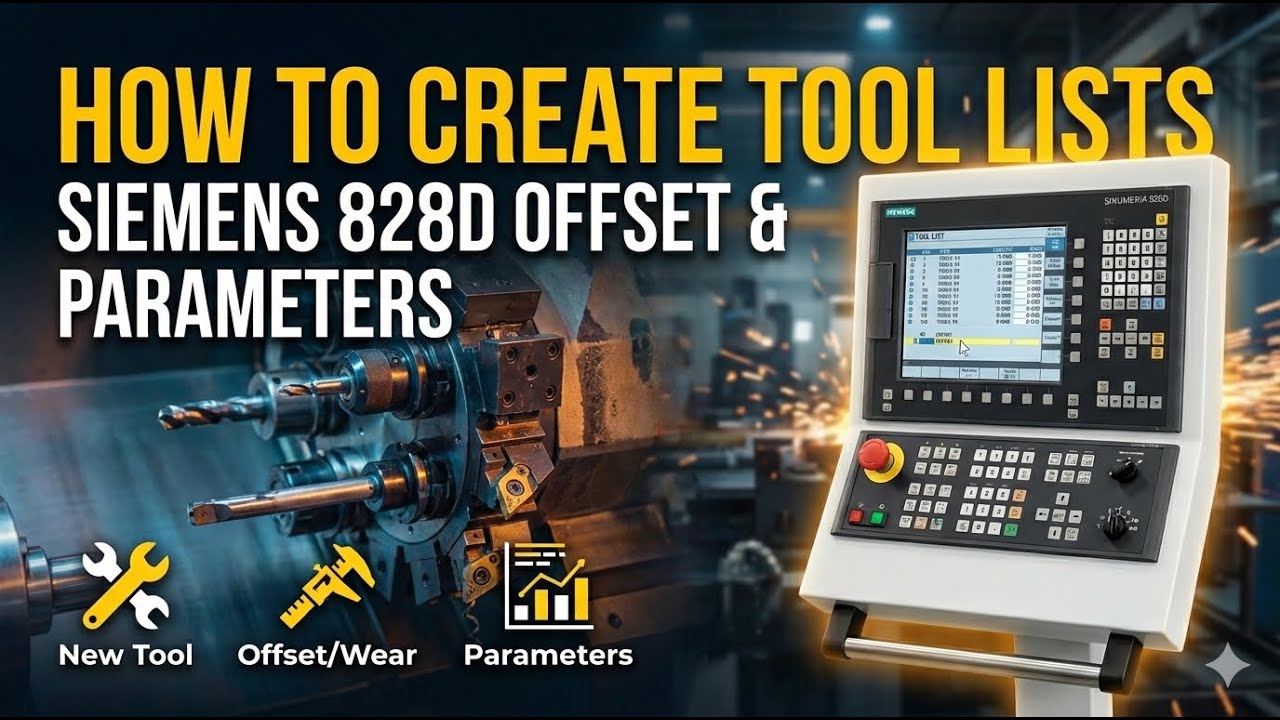 How to Create Tool Lists in Siemens 828D | Tool Offsets, Commands & Parameter Input Explained