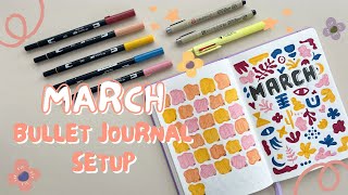 March 2024 Bullet Journal Setup ✿ Plan With Me ✿ Simple and Aesthetic Theme With Abstract Patterns
