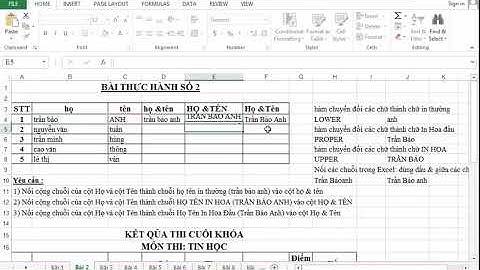 Hướng dẫn hàm xử lý chuỗi LOWER, UPPER, PROPER, LEFT, RIGHT, MID, LEN trong Excel UDCNTT