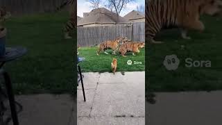 Tigers PANIC!!🙀 Tiny Kitten MEOWS and Sends Three Giants Fleeing! 🤣 🐅🐈 #usacats #funnyanimals